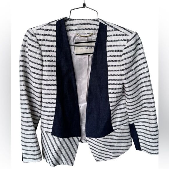 BY MALENE BIRGER New Looks Etioloa Blazer in Cream/Black/Navy 36 - Picture 3 of 9